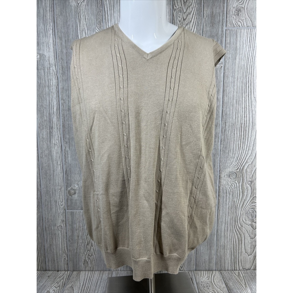 Ping Collection 100% Cotton Tan Golfing Sleeveless Vest Dad Son‎ Gift Mens SZ L